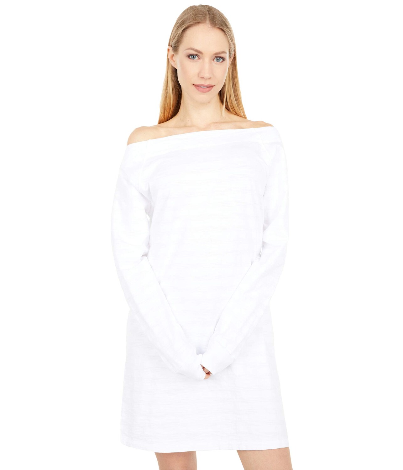 

Платье Mod-o-doc, Washed Shadow French Terry Long Sleeve Off Shoulder Dress