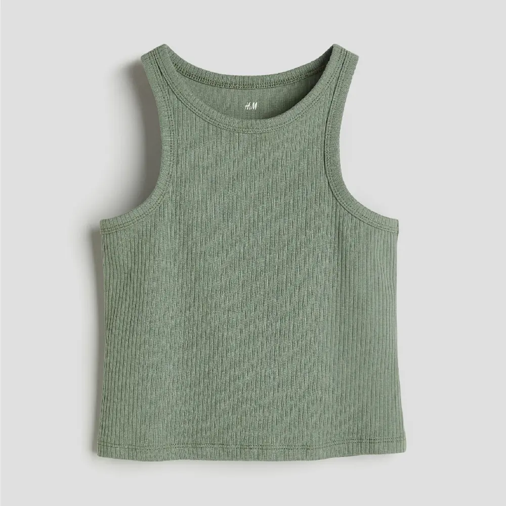 

Топ H&M Kids Ribbed Cotton Tank, хаки