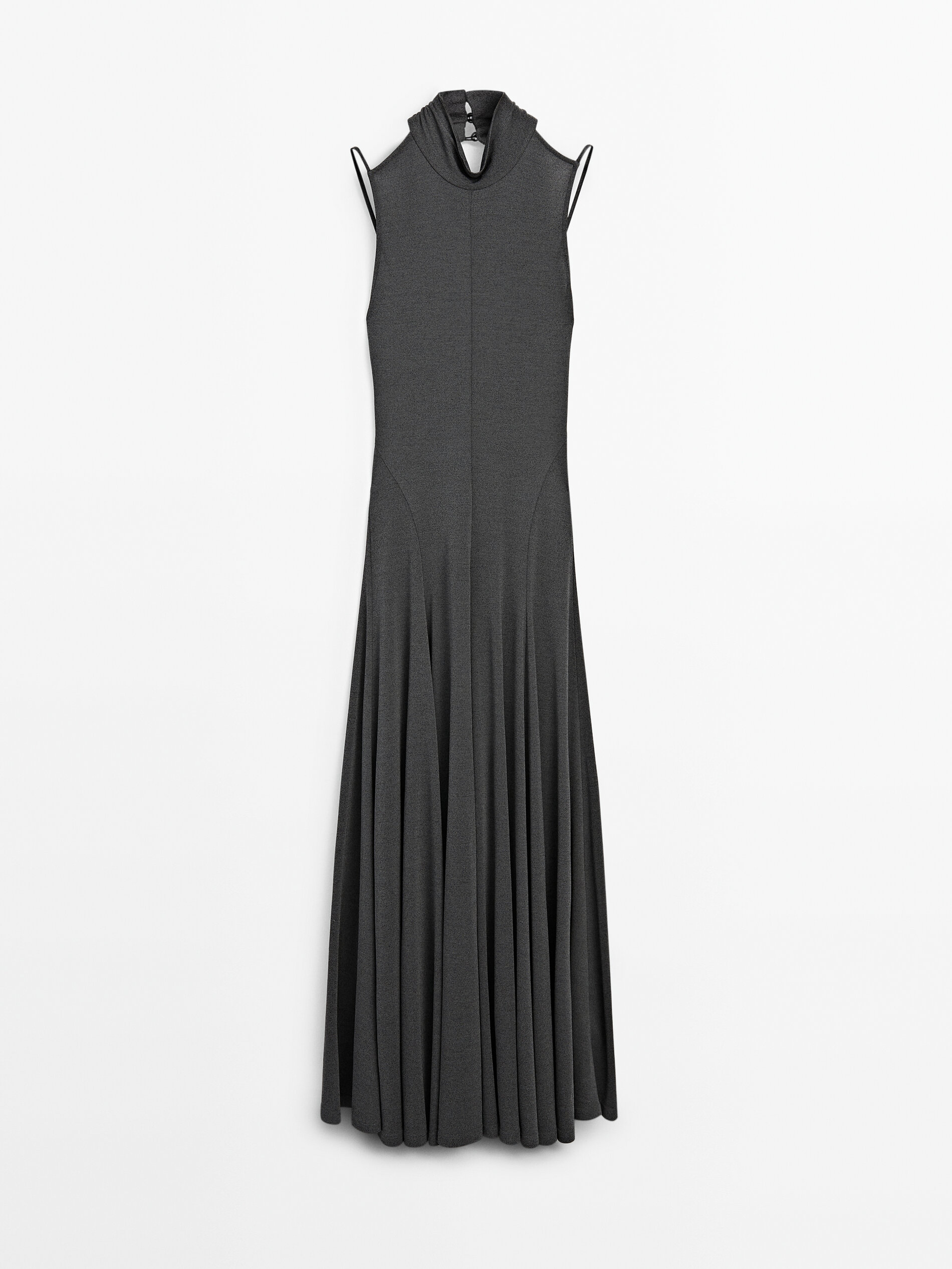 цена Платье Massimo Dutti Long Flared Halter, темно-серый