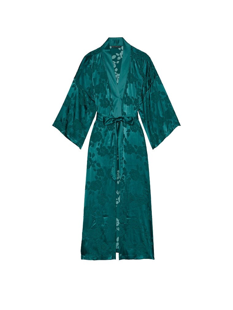 

Халат Victoria's Secret Archives Burnout Satin, изумрудно-зеленый