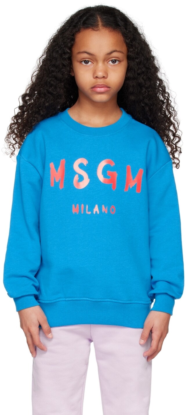 

Детская синяя толстовка с принтом MSGM Kids