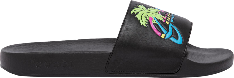 Сандалии Gucci Pursuit Slide Hawaii - Black, черный сандалии gucci microguccissima slide black черный
