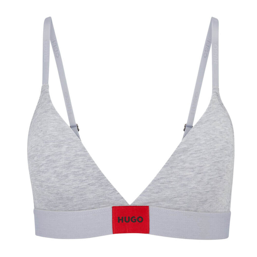 

Бюстгальтер из эластичного хлопка Hugo With Red Logo Label, серый
