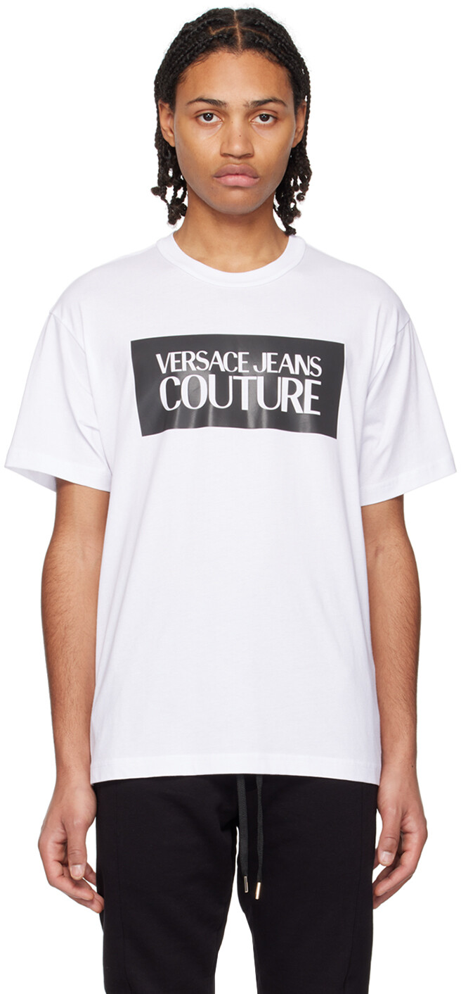 

Белая бондовая футболка Versace Jeans Couture, Белый