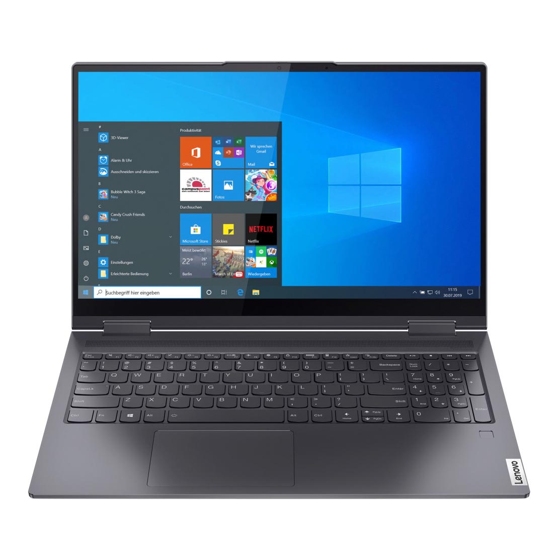 Ноутбук Lenovo Yoga 7 15.6'', 8 Гб/256 Гб, 82BJ0001US - фото