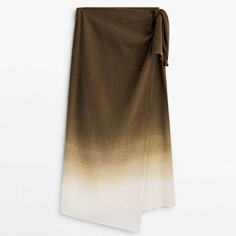 

Юбка Massimo Dutti Rustic Ombre Wrap, светло-коричневый