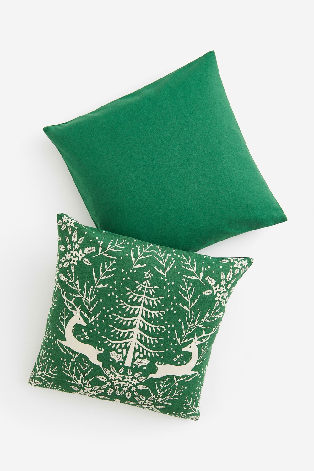 

Декоративные наволочки H&M Home Cotton Canvas Reindeer, 2 предмета, зеленый