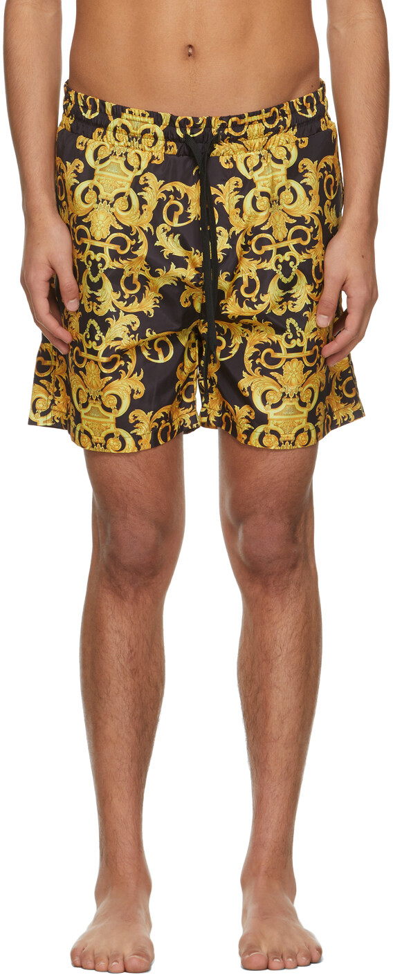 

Черные сатиновые шорты в стиле барокко Versace Jeans Couture