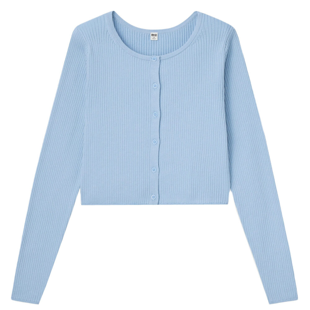 

Кардиган Uniqlo Supima Cotton Cropped, голубой