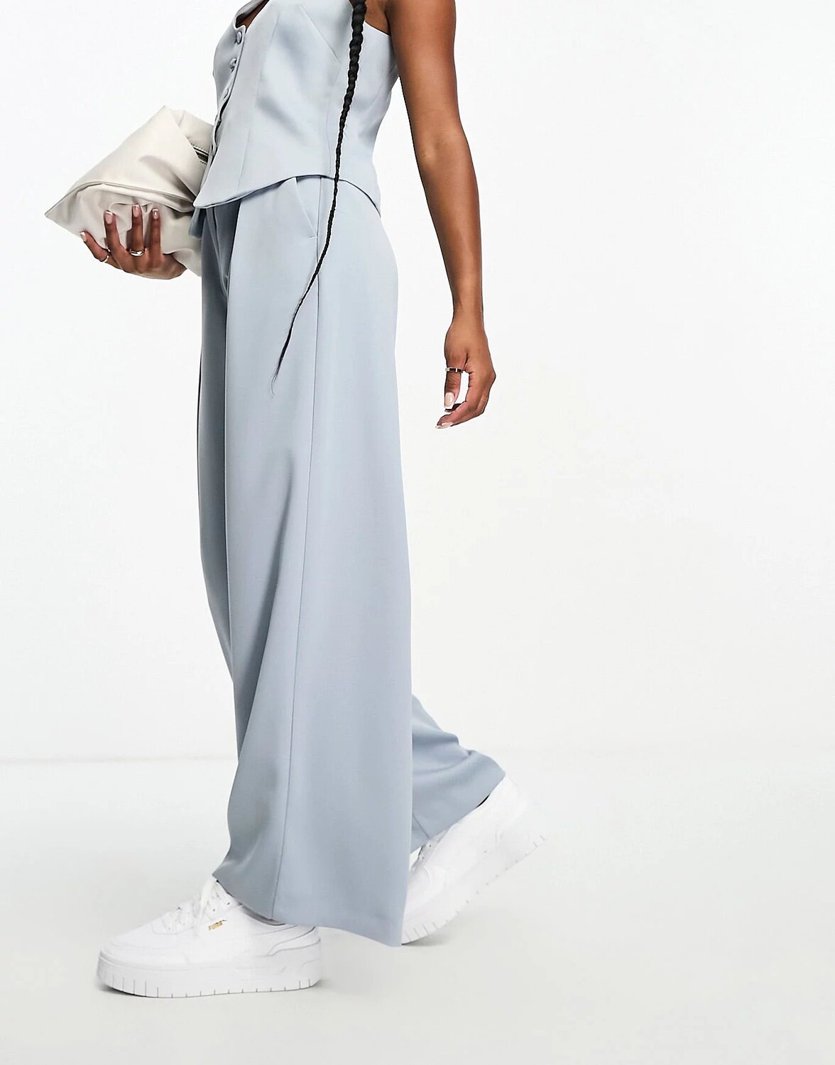 

Брюки River Island Petite Co-ord Wide Leg Tailored, голубой, Синий