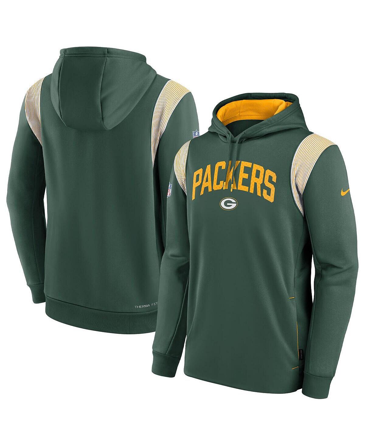 

Мужская толстовка с капюшоном green green bay packers sideline athletic stack performance Nike, зеленый