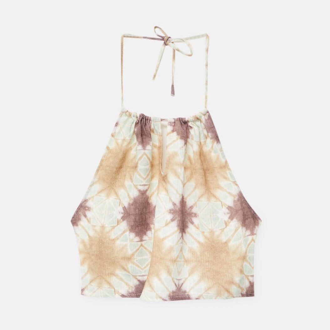 

Топ Pull&Bear Printed Halter Crop, бежевый