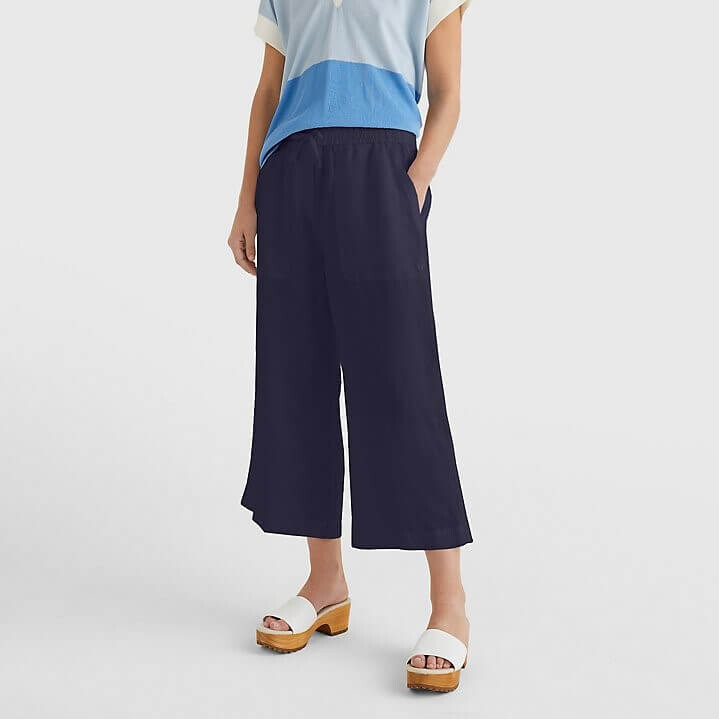 

Укороченные брюки Tommy Hilfiger Wide-Leg Cropped, темно-синий