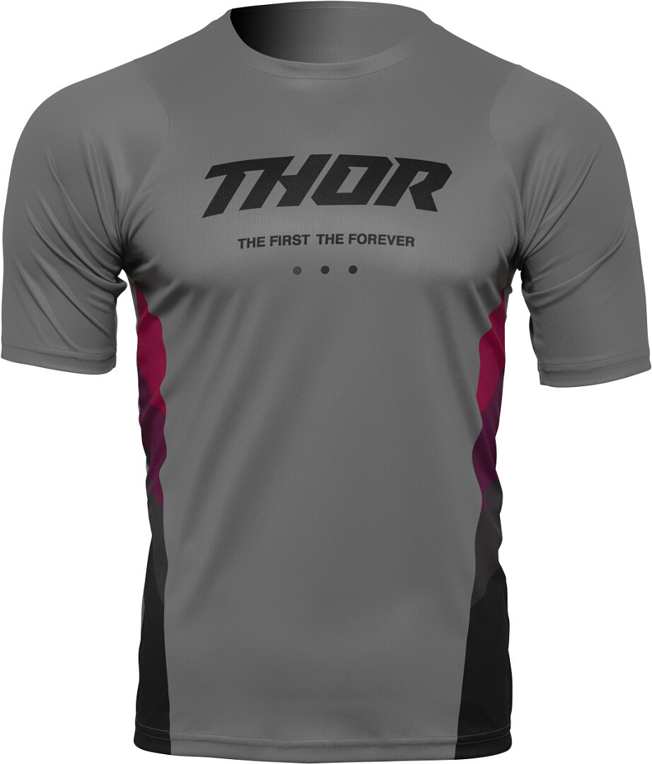 Футболка Джерси Thor Assist React с коротким рукавом, серый/пурпурный футболка джерси thor assist с коротким рукавом велосипедная черный оранжевый