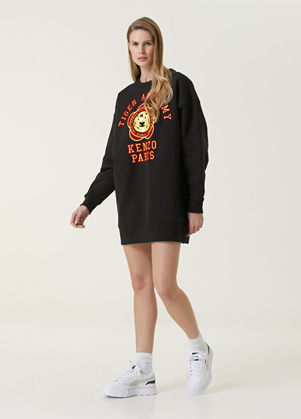 

Черное мини-платье с логотипом Kenzo