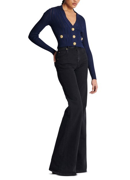 

Короткий кардиган из сетки Balmain, синий
