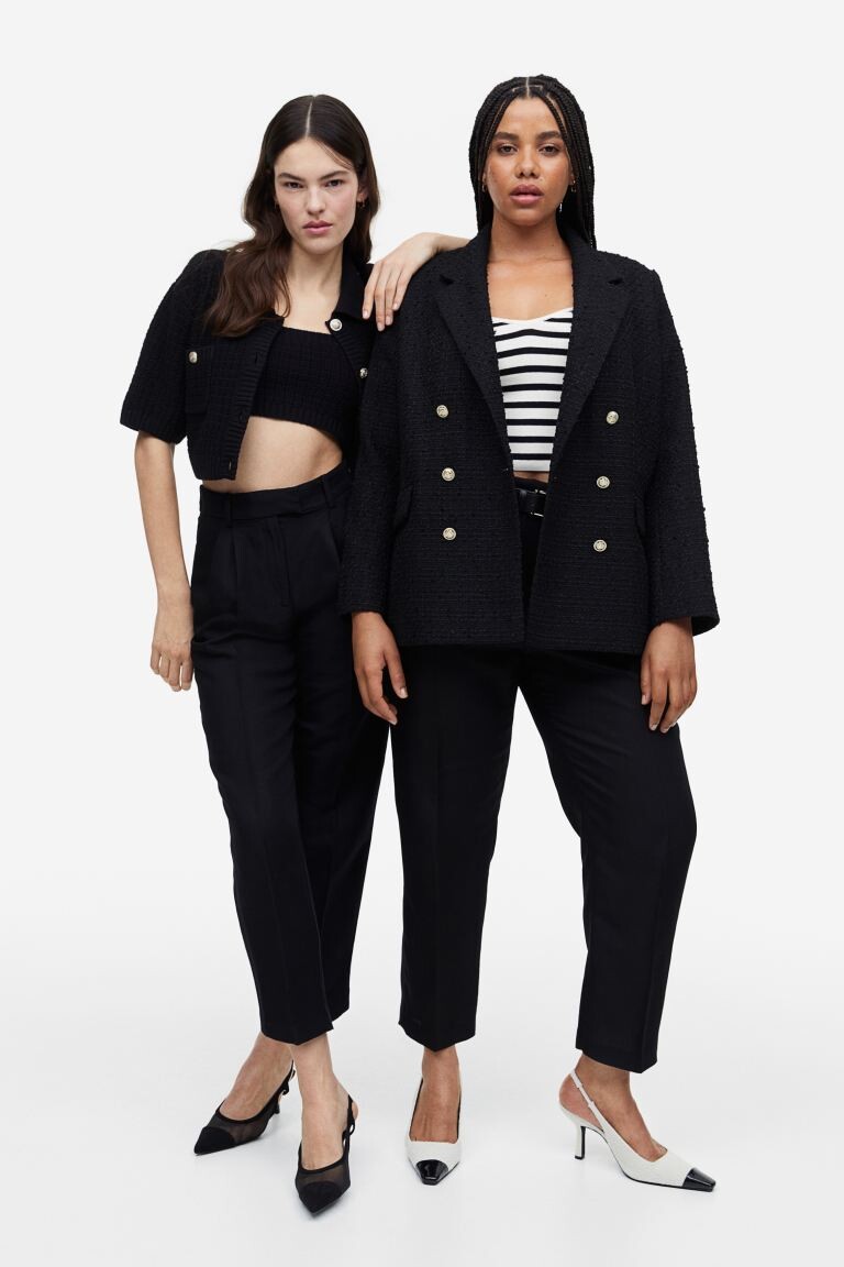 

Зауженные брюки из смесового льна H&M
