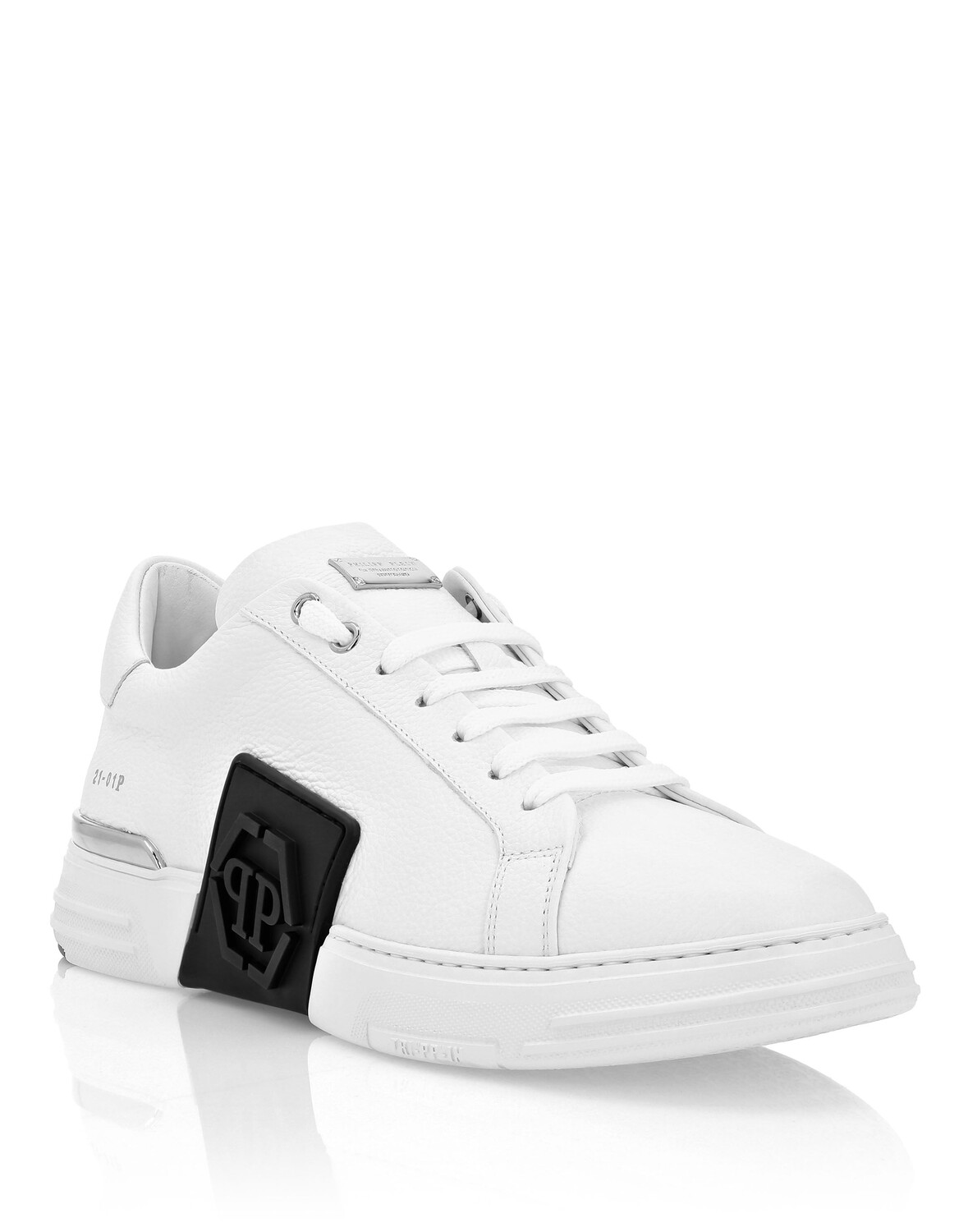 

КОЖАНЫЕ КРОССОВКИ PHANTOM KICK$ HEXAGON Philipp Plein, белый