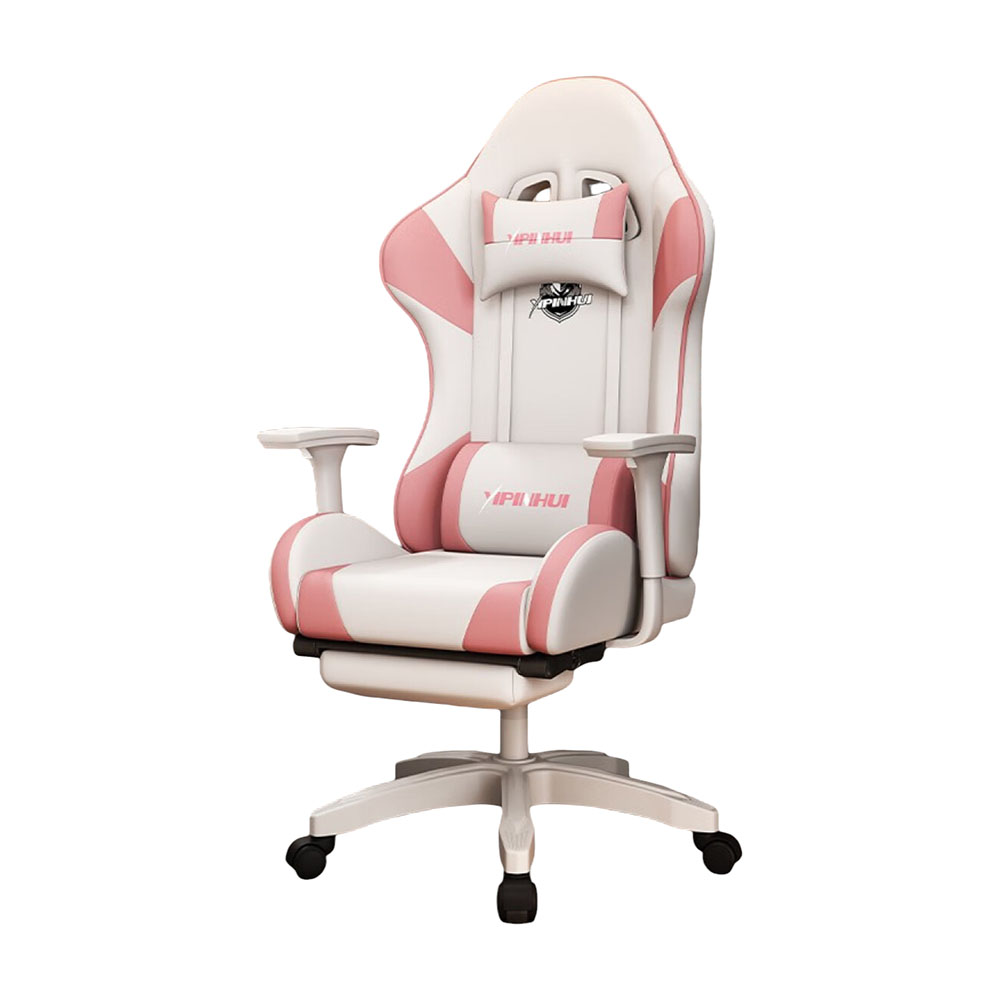 Игровое кресло Yipinhui DJ-05 Steel, PU, подставка для ног, вишнево-розовый