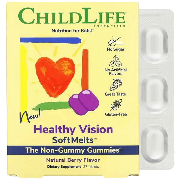 Витамины детские Healthy Vision SoftMelt для зрения 27 таблеток, ChildLife вижн форте комплекс с лютеин зеаксантин экстр черники таб п о 515мг 30 бад