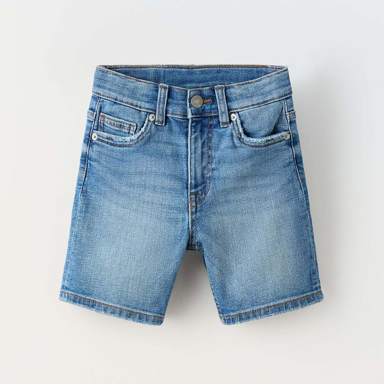 Шорты Zara Regular Fit Denim Bermuda, синий шорты zara denim bermuda синий