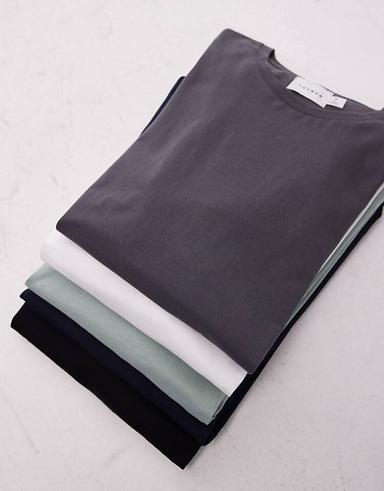 

Набор футболок Topman Classic, 5 шт, черный/белый/темно-синий/темно-серый/серо-зеленый