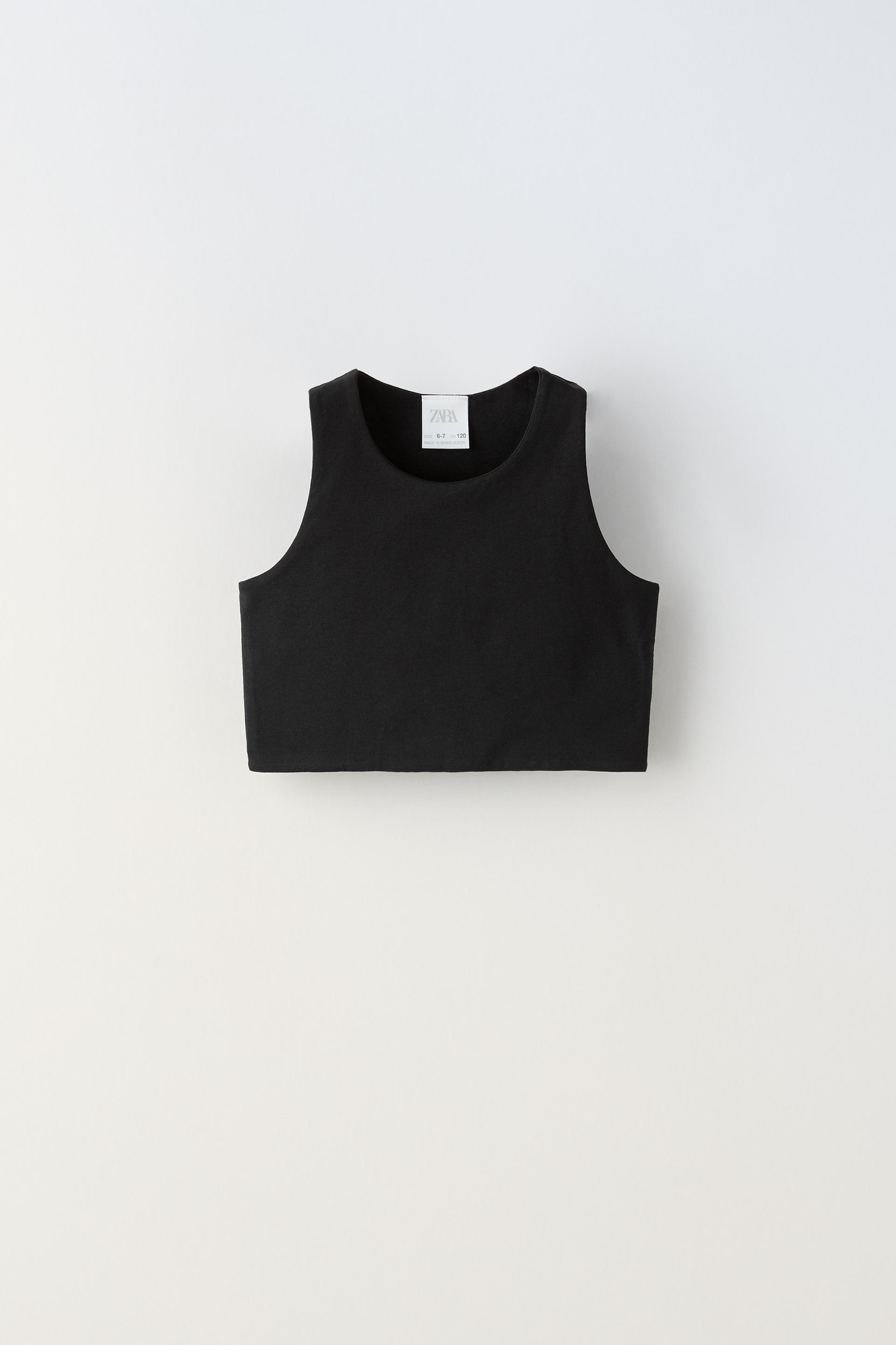 Топ Zara Sleeveless Crop, черный футболка женская оверсайз с графическим принтом модный топ без рукавов бандажный топ с круглым вырезом уличная одежда 2022