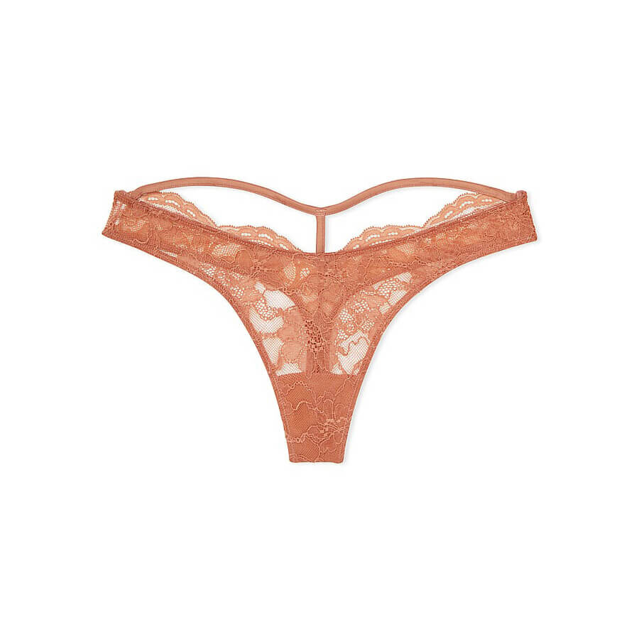 

Трусы-стринги Victoria's Secret Very Sexy Shine Strap Cut-Out Back Lace, светло-коричневый