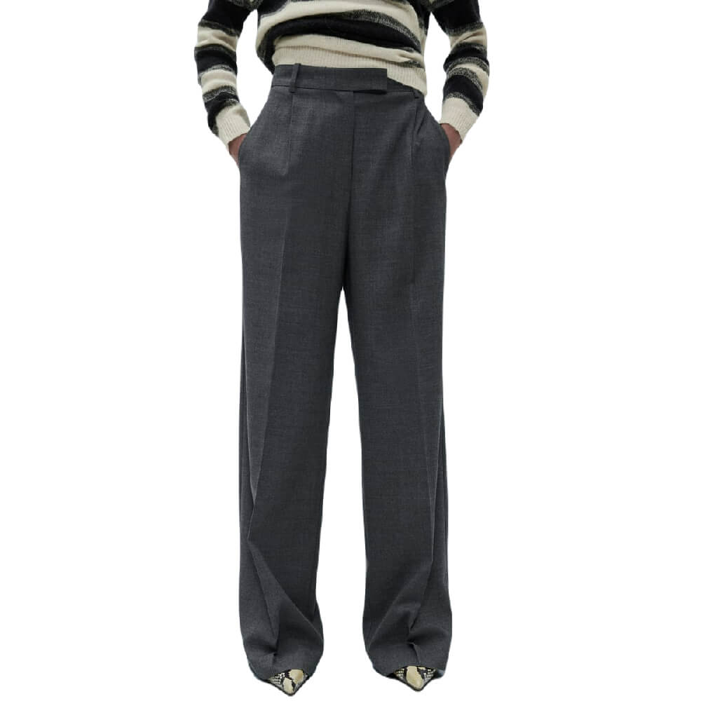 Широкие брюки с защипами Zara, серый – заказать по доступной цене из-зарубежа в «CDEK.Shopping»