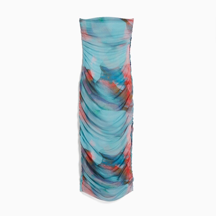 

Платье-миди Bershka Off-The-Shoulder With Print, мультиколор