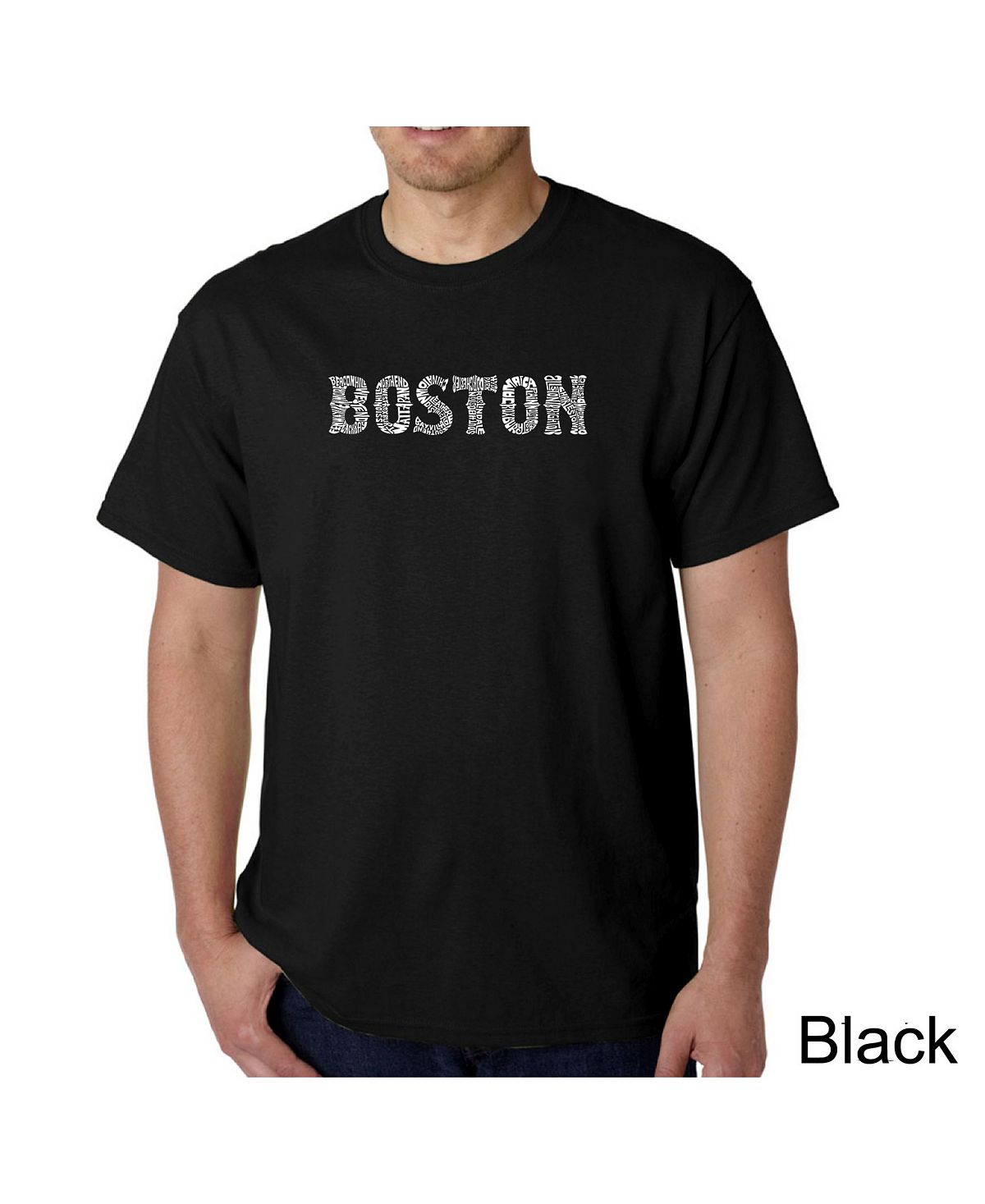 Мужская футболка word art - boston neighbourhoods LA Pop Art, черный