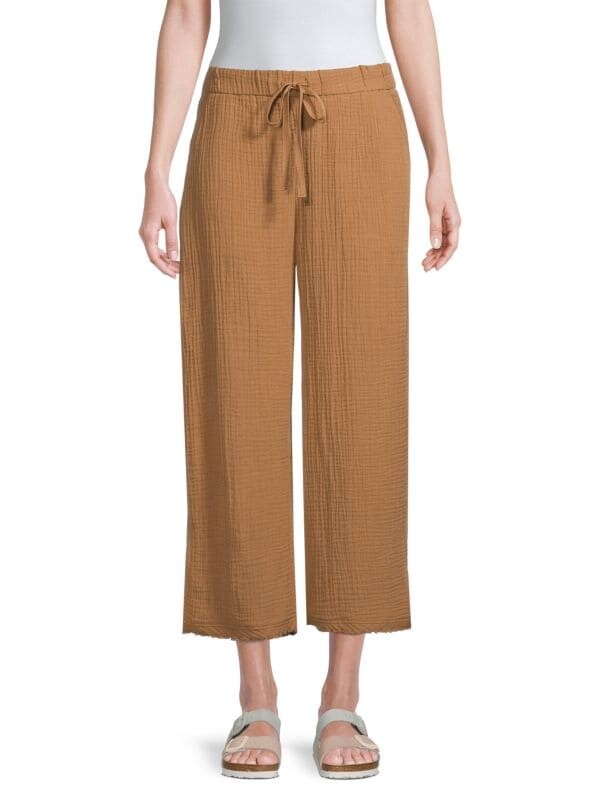 

Широкие укороченные брюки в клетку Eileen Fisher Chestnut brown