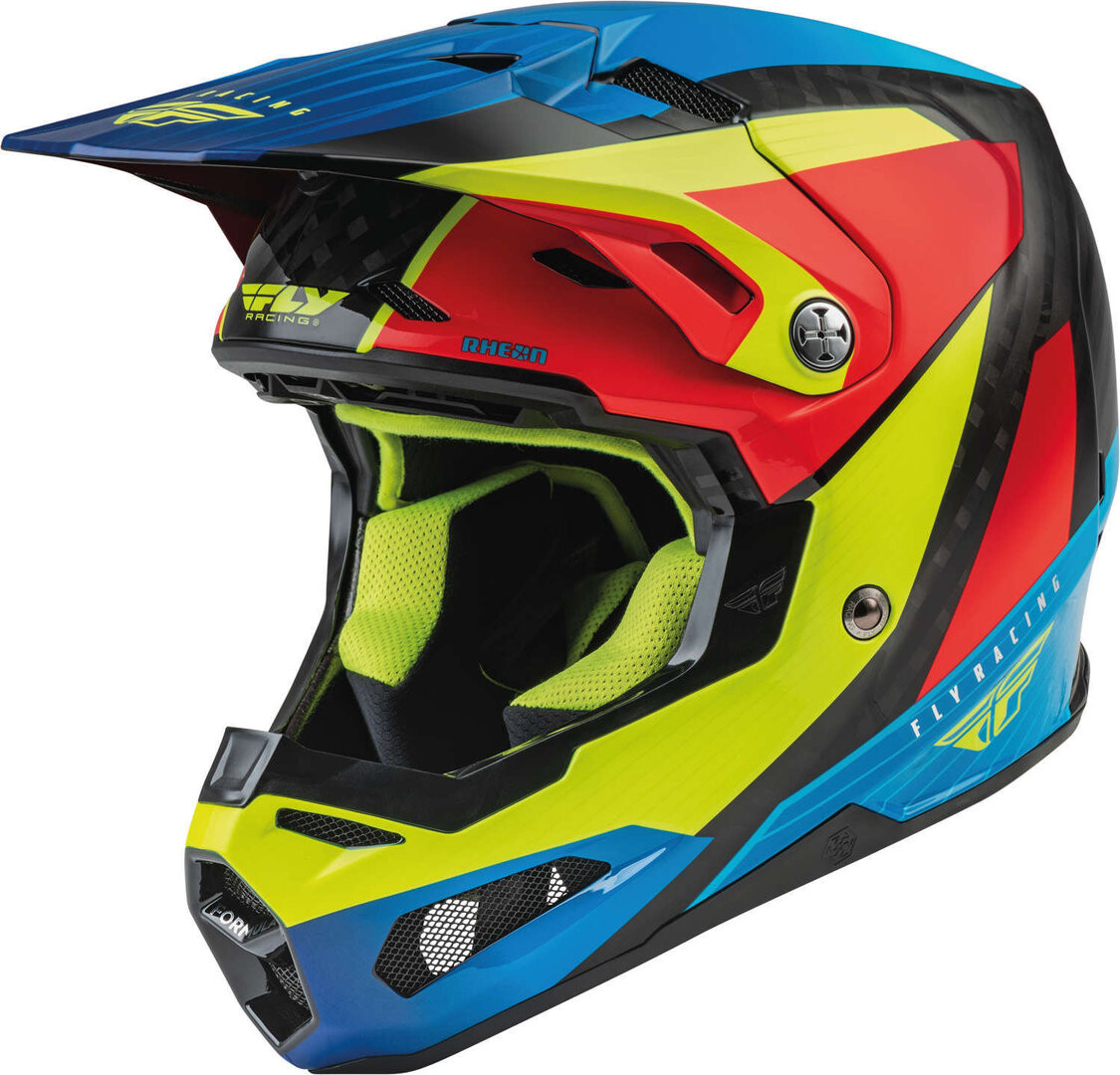 

FLY Racing Formula Carbon Prime Шлем для мотокросса, желтый/синий/красный