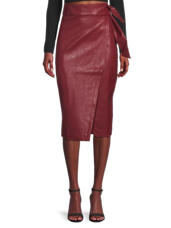 

Юбка из искусственной кожи с запахом Gracia Burgundy