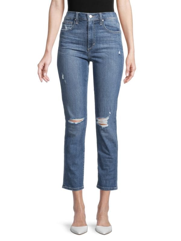

Джинсы Joe's Jeans рваные прямые до щиколотки с высокой посадкой, синий