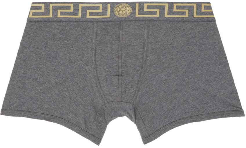 

Серые трусы-боксеры с каймой Greca Versace Underwear