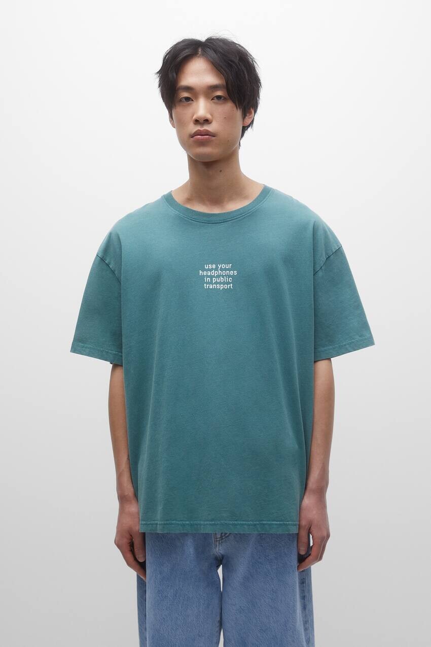 

Футболка с короткими рукавами и надписью Pull&Bear, зеленый