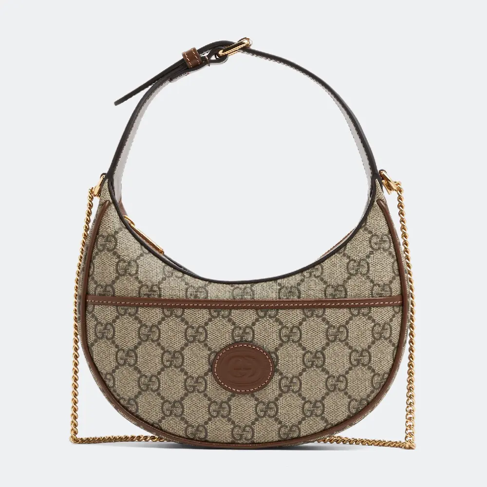 

Сумка GUCCI GG half-moon-shaped mini, коричневый