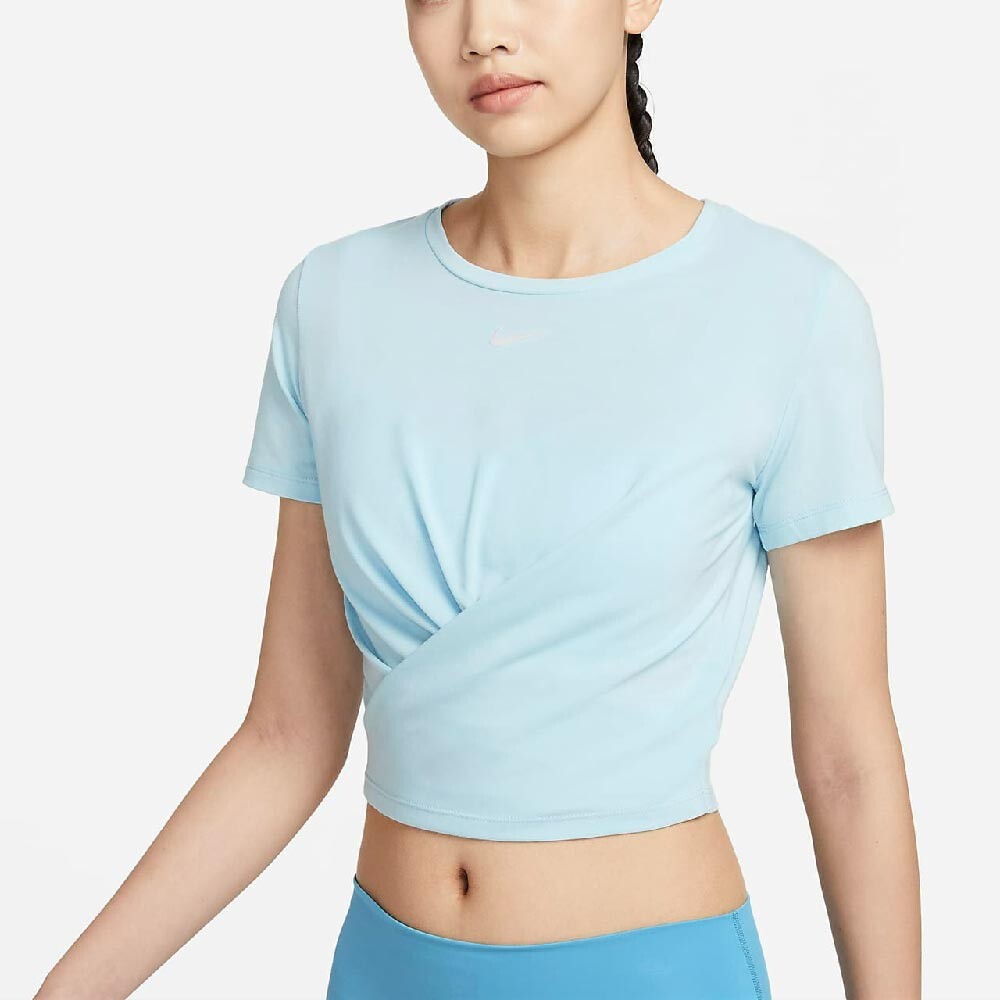 

Топ Nike Dri-FIT One Luxe Women's Twist Standard Fit Short-Sleeve, светло-голубой, Синий