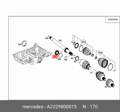 Подшипник шариковый полуоси моста MERCEDES-BENZ A222 980 00 15