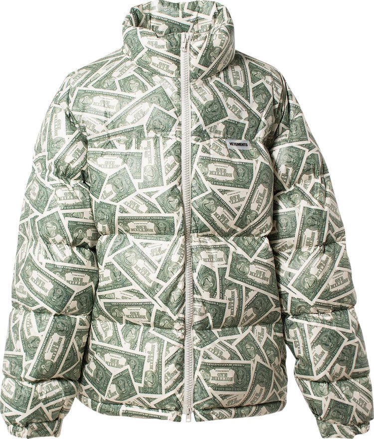 Пуховик Vetements Million Dollar Puffer Jacket 'Million Dollar', зеленый