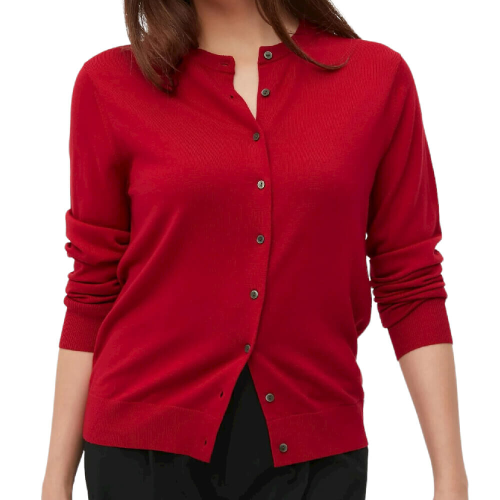 

Кардиган Uniqlo Extra Fine Merino Crew Neck, красный