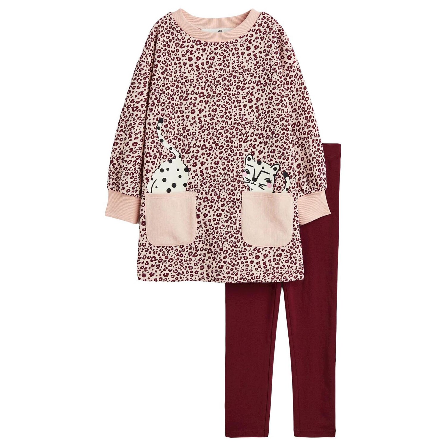

Комплект одежды H&M Printed Leopard, 2 предмета, светло-розовый