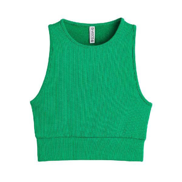 

Топ H&M Ribbed Sleeveless, зеленый