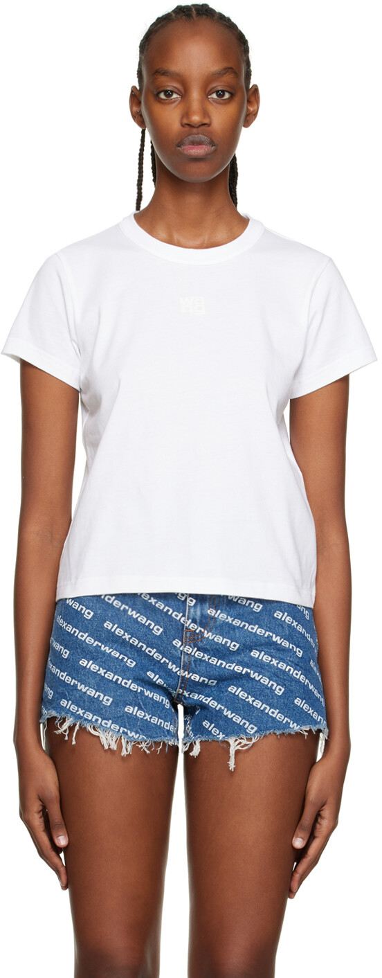 

Белая укороченная футболка Puff alexanderwang.t
