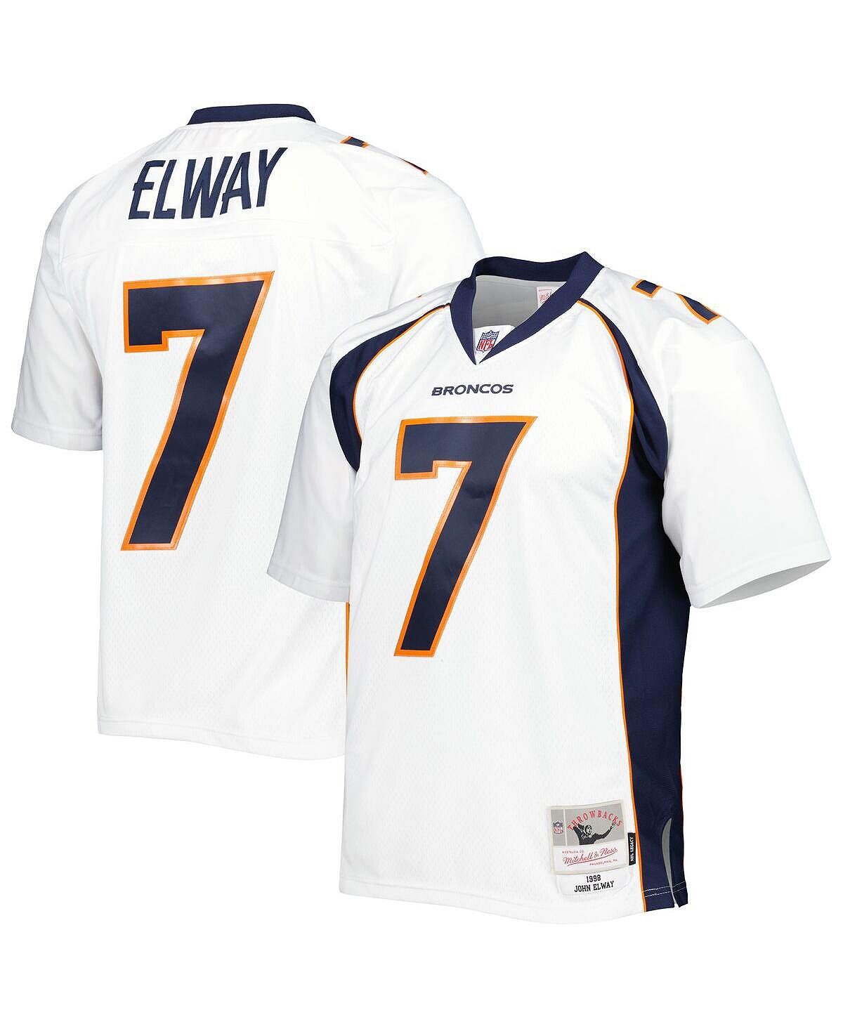 

Мужская футболка john elway white denver broncos 1998 legacy replica jersey Mitchell & Ness, белый