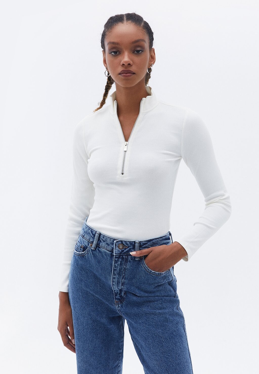 

Футболка с длинными рукавами With Zipper Detail OXXO, цвет ice milk