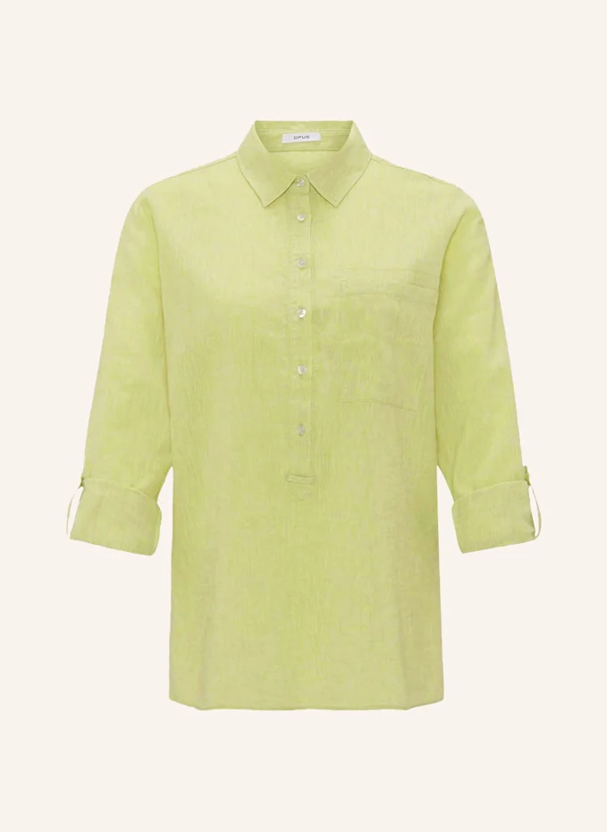 Блузка-рубашка фреппа с льном Opus, зеленый канва ubelhor канва ubelhor 2650 sarah druck 55% хлопок 45% лен шир 180 25ct