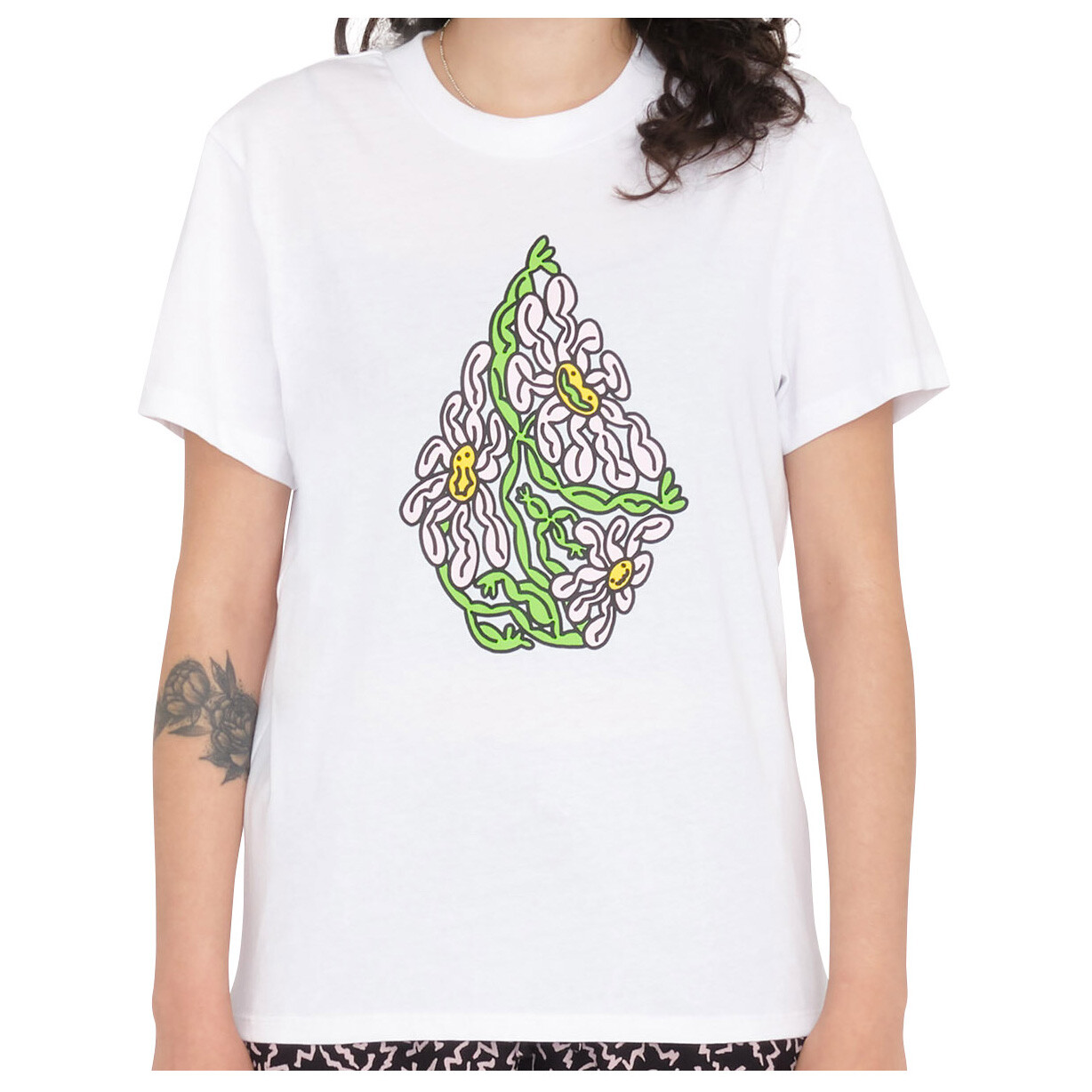 

Футболка Volcom Women's Radical Daze Tee, белый, Коричневый