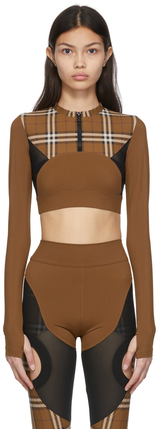 

Коричневая укороченная футболка Everley Burberry
